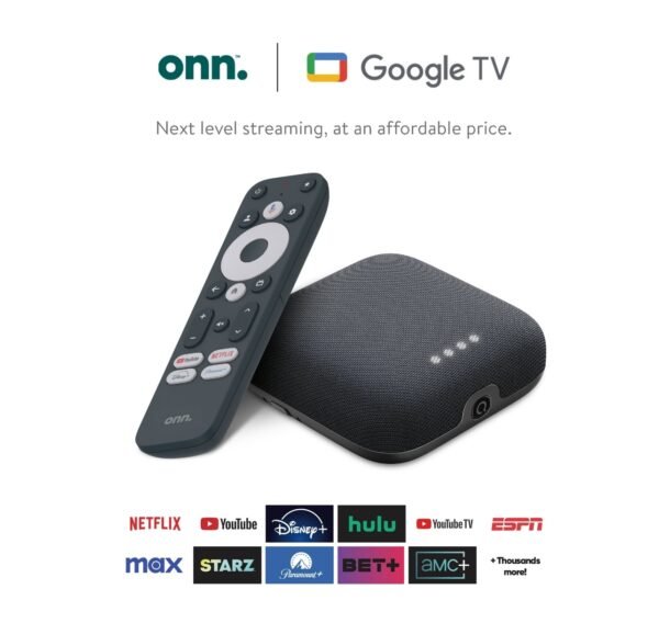 onn. Google TV 4K Pro Streaming Device (New, 2024), 4K UHD resolution, Dolby Vision & Dolby ATMOS, Hands-Free Voice Control, Smart Hub - Image 2
