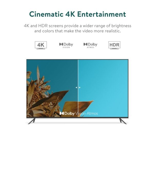 onn. Google TV 4K Pro Streaming Device (New, 2024), 4K UHD resolution, Dolby Vision & Dolby ATMOS, Hands-Free Voice Control, Smart Hub - Image 5